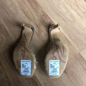 Kat Lagerfeld gold rhinestone sparkly heels worn once